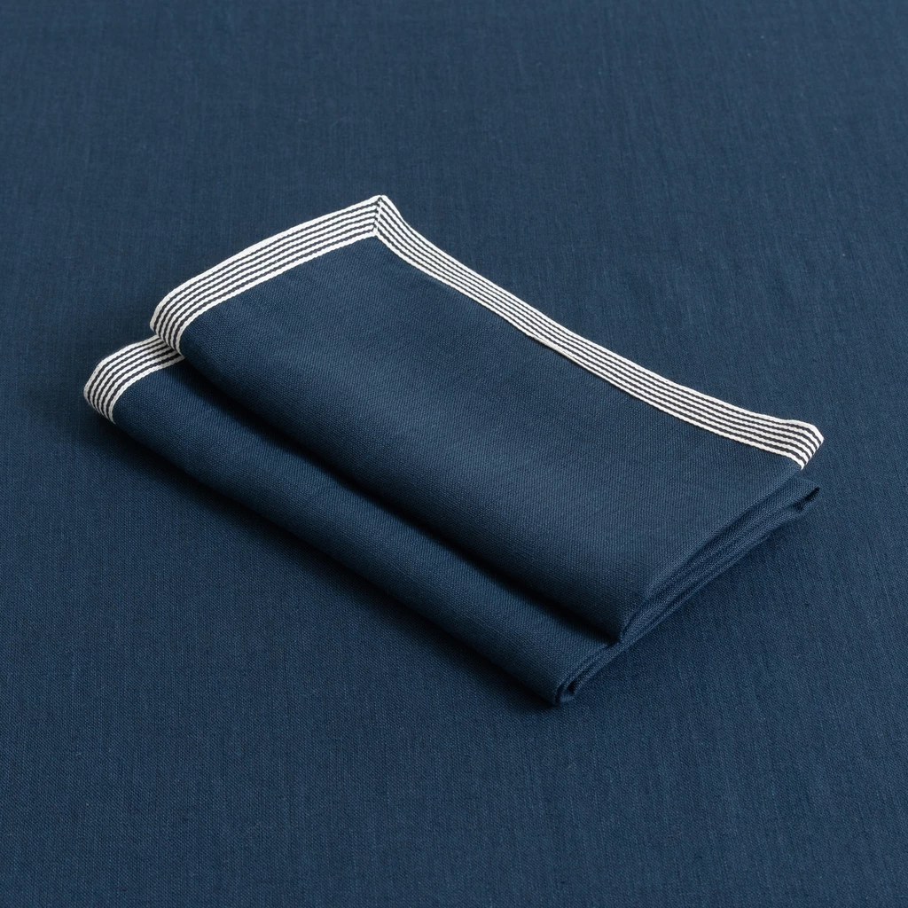 Leinenserviette Bayonne Blau/Weiß 50 x 50 cm
