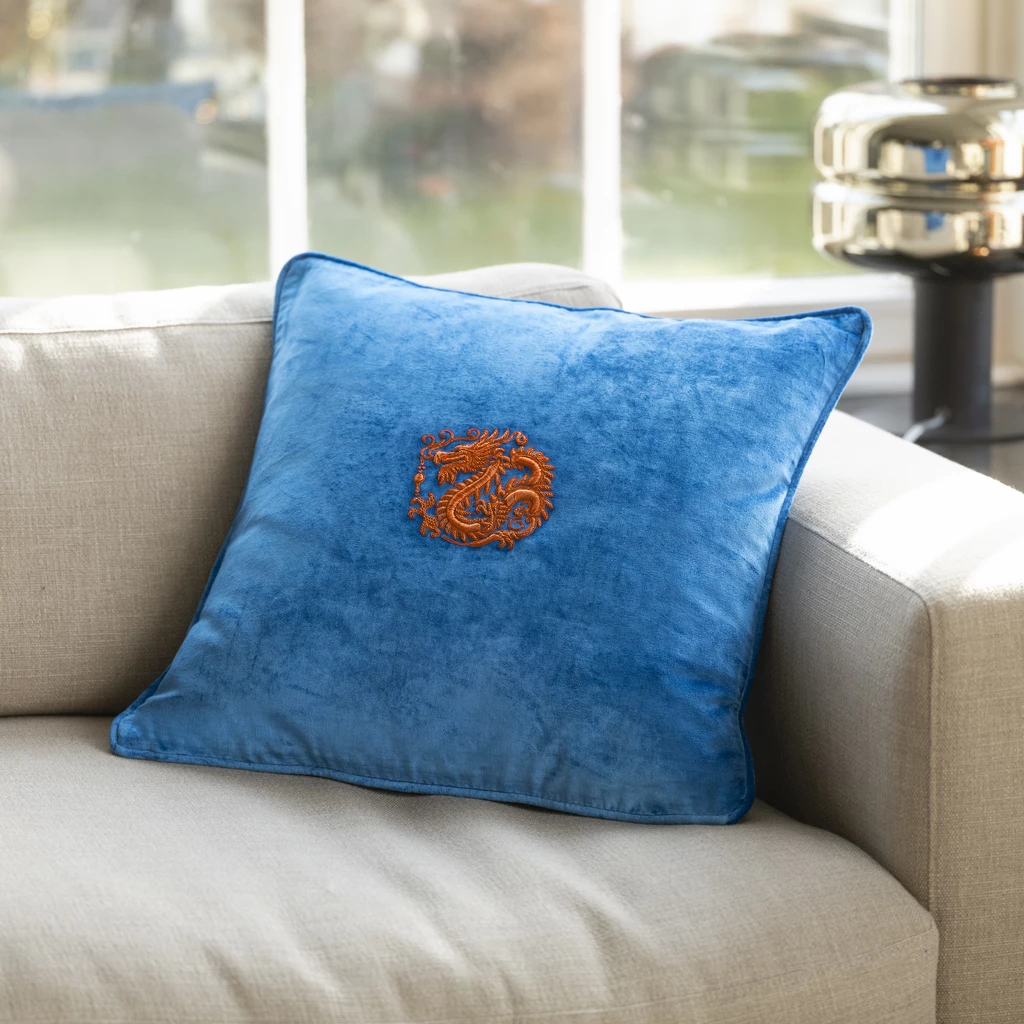 Samtkissen Drache Orange