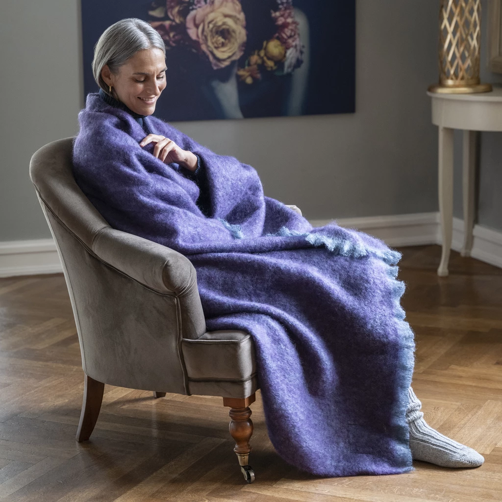 Cushendale: Mohair-Plaid aus Irland Aubergine