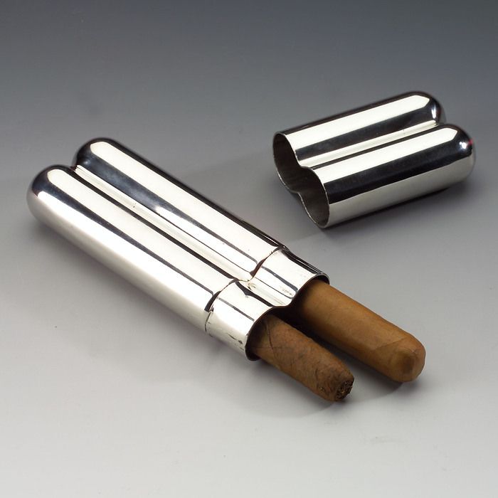 Doppel-Zigarrenetui aus Zinn
