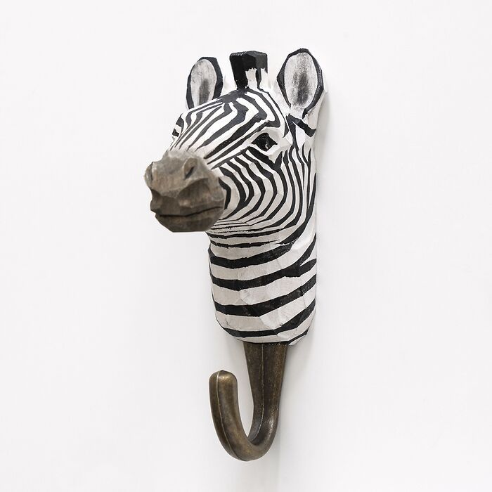 Handgeschnitzter Kleiderhaken Zebra