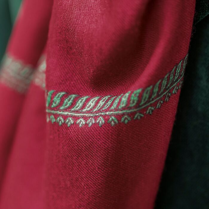 Kashmir Loom Faizan Schal Rost/Grün