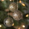 6 Papiermaché Christbaumkugeln Udhampur Schwarz und Gold - 2