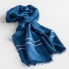 Nsija Schal handgewebte Baumwolle Blau