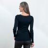 Rosemunde Langarm-Seidenshirt mit Spitze Babette Navy M - 2