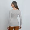 Rosemunde Langarm-Seidenshirt mit Spitze Babette Grau M - 2